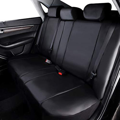 Flying Banner car seat Covers Protects Water Proof Faux Leather Carbon Fiber Front and Rear Bench (Black Black, Full Set - 9PCS) - color: Solid Black, size: Full Set -- 9PCS