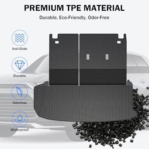 Trunk Mat & Backrest Mat & 2nd Row Seat Backrest for Toyota Grand Highlander 2024-2026(7 Seater Only), All Weather TPE Cargo Liner, Waterproof Scratch-Resistant Full Coverage Cargo Mats - size: for grand highlander 2024+