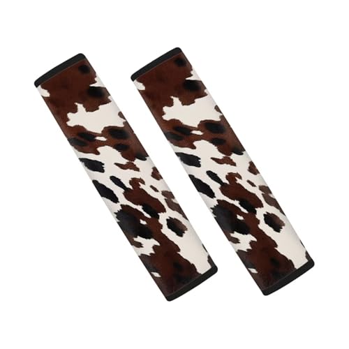 Dreaweet Seat Belt Cover Pad Brown Cow Print Car Accessories Seatbelt Covers for Women 2 Pack Car Seat Belt Cover Soft Comfortable Seat Belt Cushion Shoulder Strap Pad Universal Fit - color: Brown Cow Print