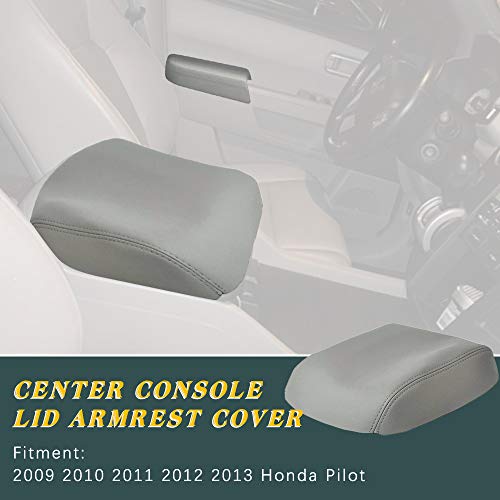 A ABIGAIL Center Console Armrest Cover Replacement for 2009 2010 2011 2012 2013 2014 2015 Honda Pilot Auto Leather Suture Console Lid Cover Replacement (Gray) - color: Gray, size: Front & Center