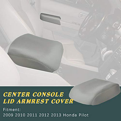 A ABIGAIL Center Console Armrest Cover Replacement for 2009 2010 2011 2012 2013 2014 2015 Honda Pilot Auto Leather Suture Console Lid Cover Replacement (Gray) - color: Gray, size: Front & Center