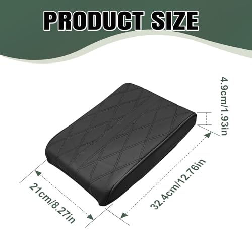 1 PCS Car Armrest Box Booster Pad, Leather 3D Texture Anti-Scratch Protective Cover, Memory Foam Leather Relieve Elbow Pressure Cushion, Universal for SUV, Truck, RV and More (Black)