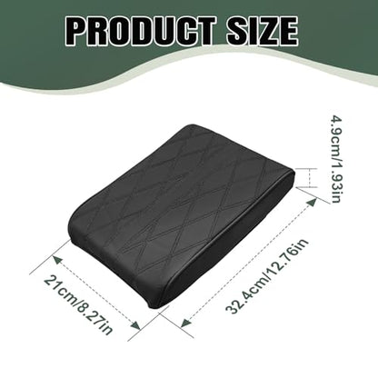 1 PCS Car Armrest Box Booster Pad, Leather 3D Texture Anti-Scratch Protective Cover, Memory Foam Leather Relieve Elbow Pressure Cushion, Universal for SUV, Truck, RV and More (Black)