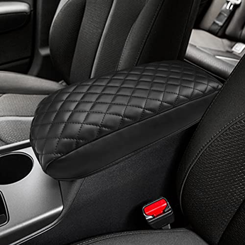 INTGET Car Center Console Armrest Cover for Kia Optima Accessories 2016 2017 2018 2019 2020 Leather Middle Console Arm Rest Box Lid Seat Cover Protector Cushion Saver (Black with Cushion) - color: Black with cushion