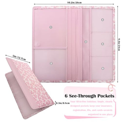 Car Registration and Insurance Holder with Magnetic Closure, Universal Document Organizer for License, Insurance Cards & Glove Box Storage (Heart-Pink) - color: Heart-Pink