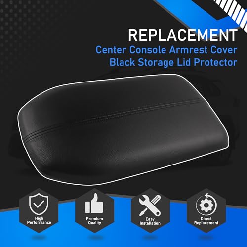Leather Center Console Armrest Cover Black Storage Lid Protector Compatible with 2019-2023 Toyota Rav4 Replaces 58920-42010-C0