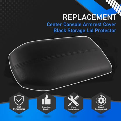 Leather Center Console Armrest Cover Black Storage Lid Protector Compatible with 2019-2023 Toyota Rav4 Replaces 58920-42010-C0
