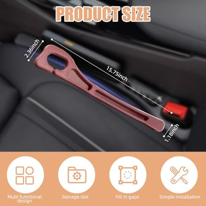 Car Seat Gap Filler Set of 2, Premium Interior Car Accessories, Multifunctional Car Storage Solution with Non-Slip Design, Fits Most Vehicles (Red) - color: Red