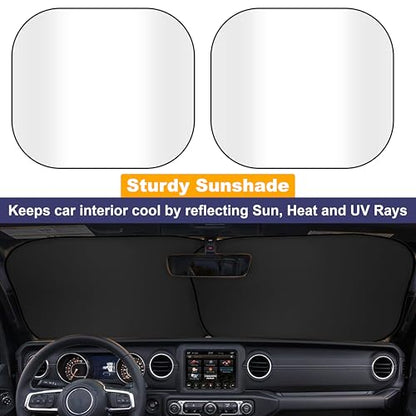EcoNour 2-Piece Jeep Sunshade for Windshield Compatible with Wrangler JL JLU 2018–2025 & Gladiator 2020–2026, Foldable Sun Shade UV Block Heat Shield, Keeps Interior Cool, Upgraded Fit – (26"L x 18"W) - size: X-Small