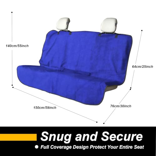 Back Seat Cover for Car Trucks Van SUV,Waterproof Rear Bench Towel Seat Covers for Dogs and Kids,Automotive Backseat Protector (Blue)