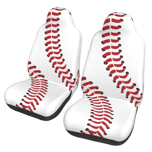 Baseball Print Front Seat Covers 2 Pack, Vehicle Seat Protector Car Mat Covers, Fit Most Bucket Seats - color: Baseball Print