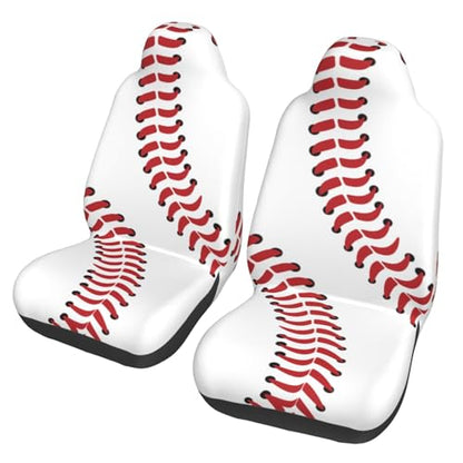 Baseball Print Front Seat Covers 2 Pack, Vehicle Seat Protector Car Mat Covers, Fit Most Bucket Seats - color: Baseball Print