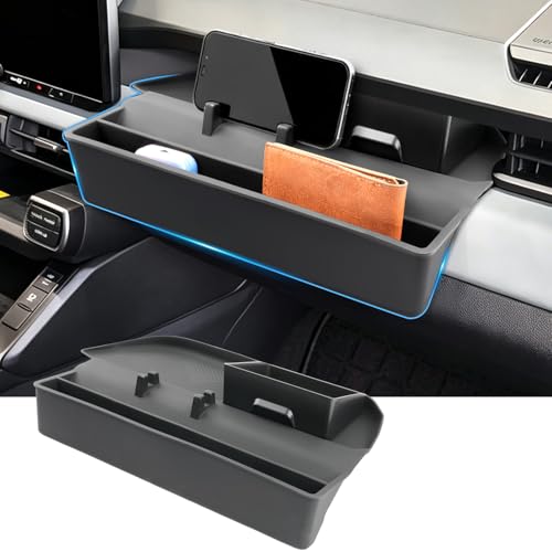 2026 RAV4 Center Console Organizer with Side Pocket, for Toyota RAV4 (LE/SE/XLE Premium/Woodland/XSE/Limited/GR Sport), Anti-Slip Silicone Console Tray&Small Drawer 2026 RAV4 Accessories (PASS) - color: Black-e