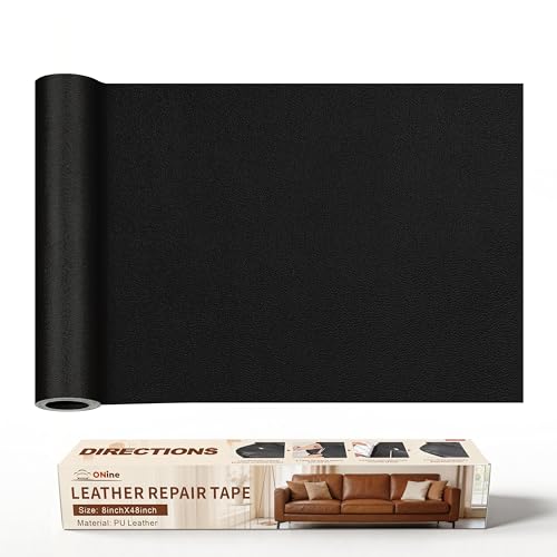 ONine Leather Repair Patch，Leather Repair Tape, 8 x 48 inches Leather Repair Patch for Furniture,Vinyl Repair kit，Leather Couch Patch，for Sofas, Furniture, car Seats(Black-Fine Grain) - color: Black-Fine Grain, size: 8 x 48 inches