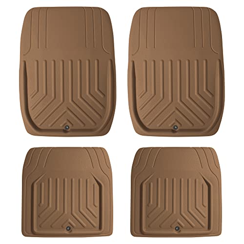 FH Group Faux Leather Deep Dish Car Floor Mats, Universal Fit, Trim-to-Fit, Brown - color: BROWN