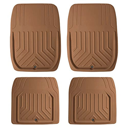 FH Group Faux Leather Deep Dish Car Floor Mats, Universal Fit, Trim-to-Fit, Brown - color: BROWN
