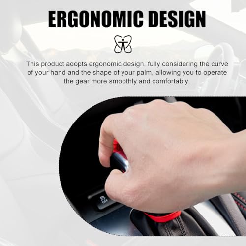 Car Gear Shift Knob Cover, Breathable Automotive Shift Knob Gear Handle Stick Protector Cover, Anti-Slip Anti-Scratch Auto Stick Shift Cover, Universal Car Accessories (Black+Red, Regular) - color: Black+Red, size: Regular