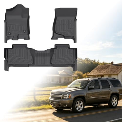 Floor Mats for Chevy Tahoe 2007 2008 2009 2010 2011 2012 2013 2014, for GMC Yukon Bench(NOT fit XL), NOT for Hybrid, Tahoe Floor Mats(ONLY 8seats), Front&Rear Row & Cargo,TPE Waterproof Summer Winter - style: 4)2007-2014|Tahoe 8 Seats/GMC Yukon Bench|Fron