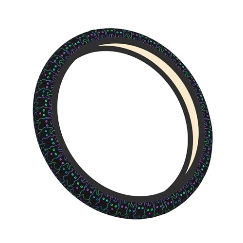 Cute Cat Steering Wheel Cover for Women, Universal 15 inch Breathable Anti Slip Steering Wheel Covers for Cars, Auto, SUVs - color: Cute Cat