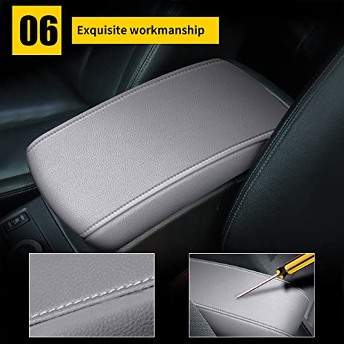 AOMSAZTO Grey Armrest Console Cover for Civic 2012-2015 Honda Middle Leather Arm Cover - color: Gray