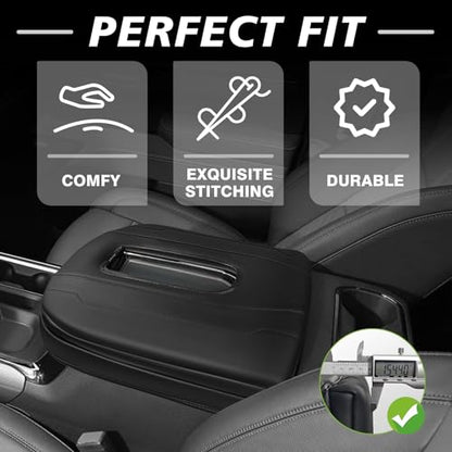 Center Console Armrest Cover Fit for Chevy Silverado & GMC Sierra 1500 2500 3500 2022-2026 Accessories, Comfort Armrest Pad Console Lid Cushion Vegan Leather 1-Inch Extra Thick(Bucket Seat) - size: 1) 22-25 |Silverado & Sierra| Bucket Seat, +Thick