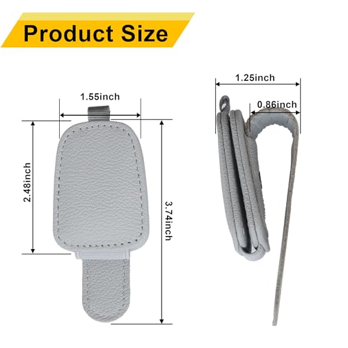 Yuoyar Sunglass Holder for Car, Magnetic Leather Sunglasses Holder and Ticket Card Clip, Car Visor Accessories, 2 Packs (Silver Grey) - color: Silver Grey