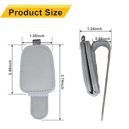Yuoyar Sunglass Holder for Car, Magnetic Leather Sunglasses Holder and Ticket Card Clip, Car Visor Accessories, 2 Packs (Silver Grey) - color: Silver Grey