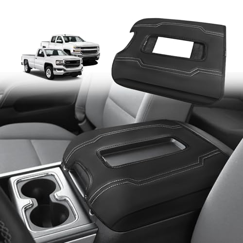 Center Console Armrest Cover Fit for Chevy Silverado & GMC Sierra 1500 2500 3500 2014-2018, Tahoe/Yukon/Suburban 2015-2020, Comfort Armrest Pad Console Lid Cushion Regular Thick (Bucket Seat) - size: 1) 14-18 |Silverado & Sierra| Bucket Seat, Regular