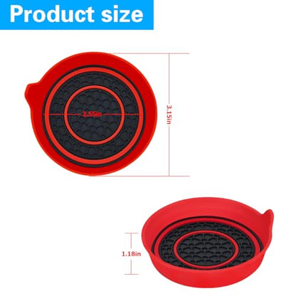 Mandark Car Cup Holder Coaster, 2.75 Inch Non-Slip Vehicle Cup Holder Insert Mats, Dustproof Automotive Interior Console Cup Insulated Pads Accessories, Universal for SUV, Sedan, Truck (Red) - color: Red