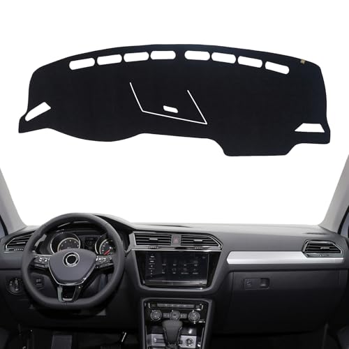 Dashboard Cover Dash Mat Fit for Vo-lkswagen Tiguan 2023-2018 (Without HUD Models),Car Dash Board Mat Anti-Glare Carpet,Non-Slip Pad Sunshield Protector (Black) - color: Black, size: Fit 2018-2023 Tiguan - (Black)