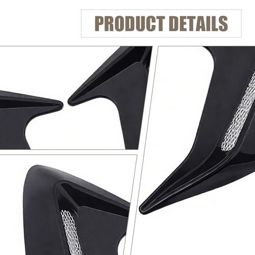 2 PCS 3D Car Side Vent Trim Covers, ABS Shark Gill Air Intake Decoration, 8.11" × 6.69" Self-Adhesive Car Hood Fender Decor, Universal for Most Cars (Black)