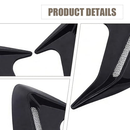 2 PCS 3D Car Side Vent Trim Covers, ABS Shark Gill Air Intake Decoration, 8.11" × 6.69" Self-Adhesive Car Hood Fender Decor, Universal for Most Cars (Black)