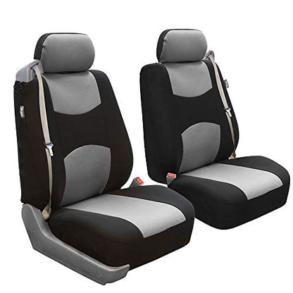 FH Group Car Seat Covers All-Purpose Built-in Seatbelt Front Set - Universal Fit for Cars, Trucks & SUVs (Gray/Black) FB351102 - color: Gray/Black - Low Back (Flat Cloth), size: Front Set