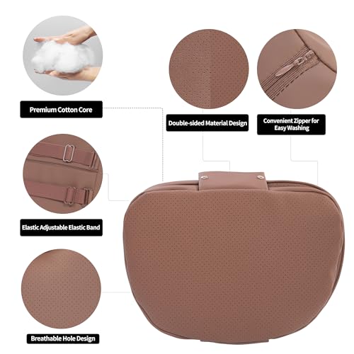 Car Headrest Pillow for Driving, Dual-Sided Leather Design Neck Pillow, Breathable Softness Neck Support, Universal Fit Head Rest Travel Pillow, Brown, 1 Pack - color: Brown