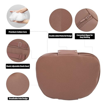 Car Headrest Pillow for Driving, Dual-Sided Leather Design Neck Pillow, Breathable Softness Neck Support, Universal Fit Head Rest Travel Pillow, Brown, 1 Pack - color: Brown