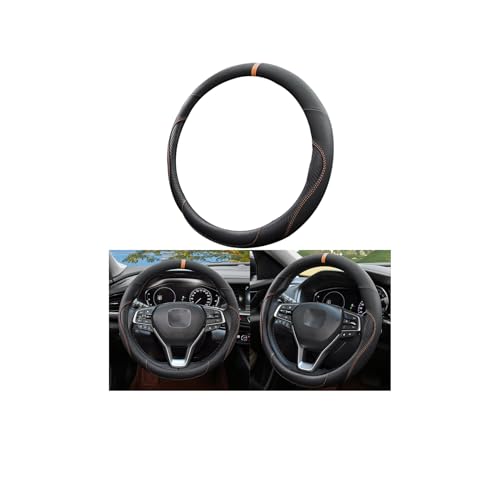 Car Steering Wheel Cover, 15 Inchs Microfiber Leather Non-Slip Vehicle Steering Wheel Protector, Breathable Auto Interior Protection Accessories, Universal for SUV Sedan Truck (Black/Orange) - color: Black/Orange