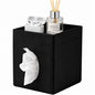 Tissue Box Cover, PU Leather Square Tissue Box Holder with Upper Storage Tray for Bathroom/Countertop/Nightstand/Office Table - Black