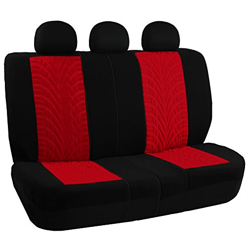 FH Group Full Set Travel Master Car Seat Covers, Airbag and Split Rear Car Seat Cover Universal Fit Interior Accessories for Cars Trucks SUV, Automotive Seat Covers, Red - color: Red, style: Full Set