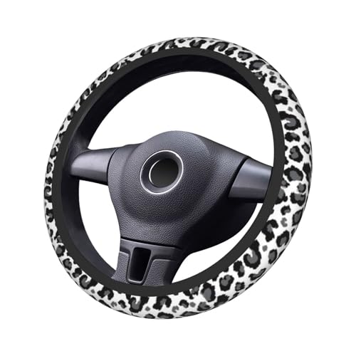 Gray Leopard Steering Wheel Cover - Leopard Print Steering Wheel Car Accessories Universal 15 Inch Steering Wheel Cover Women Men Neoprene Anti Slip Breathable Wheel Cover Protector - color: Gray Leopard