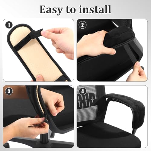 Garneck Chair Armrest Pad Office Gaming Chair Armrest Cushion Pillow Cover Support for Elbow Forearms - color: Black