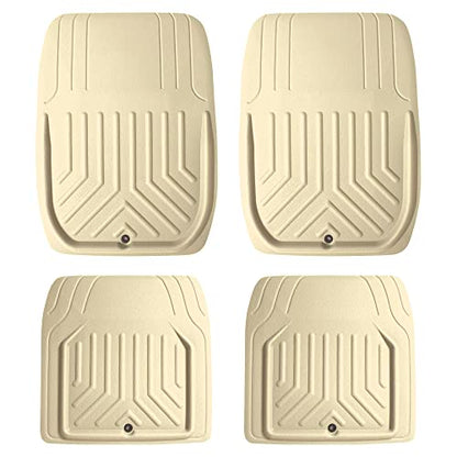 FH Group Faux Leather Deep Dish Floor Mats, Beige, Universal Fit, Set of 4, Trim-to-Fit Car Mats for Most Sedan, SUV, Truck - color: BEIGE
