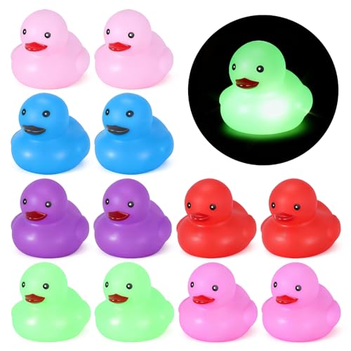 12pcs LED Rubber Ducks Car Accessories, Light Up Dashboard Decorations for Car Desk Office Party Decor, Fashionable Duck Car Ornaments with Easy Installation - color: Style7
