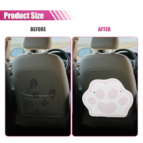 2PCS Car Kick Mats Backseat Protector, Dog Cat Paw Print Leather Car Back Seat Cover for Kids Pets, Waterproof Vehicle Seat Back Kick Mat Organizer to Protect from Dirt, Mud & Scratches (Pink) - color: Pink