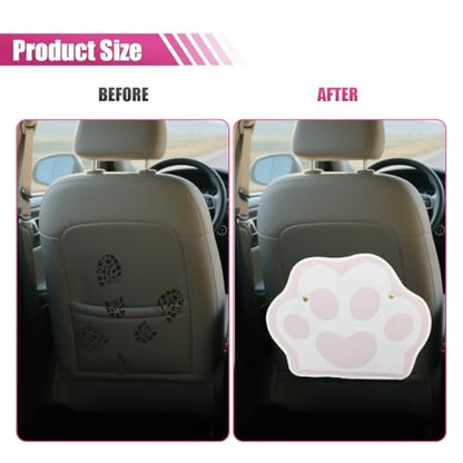 2PCS Car Kick Mats Backseat Protector, Dog Cat Paw Print Leather Car Back Seat Cover for Kids Pets, Waterproof Vehicle Seat Back Kick Mat Organizer to Protect from Dirt, Mud & Scratches (Pink) - color: Pink