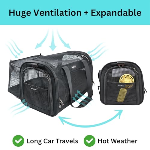 Crash-Tested Expandable Cat Carrier & Small Dog Car Seat - CPS Certified for Crash Protection & Safe Pet Travel. - size: Medium-20x12x12