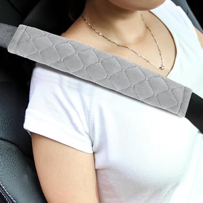 Amooca Soft Automotive Seat Belt Cover Seatbelt Shoulder Pad Neck Protector Cushions Universal Fit SUV Trucks Backpack 2 PCS Light Grey 10.2in - color: Light Grey, size: 10.2in-2pc