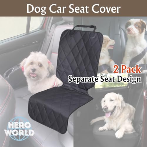 Dog Car Seat Cover Front and Back Seat 2 Pack Separate Seat Protectors for Pets Universal Fit Easy Install Foldable Dirt Resistant Waterproof scratchproof