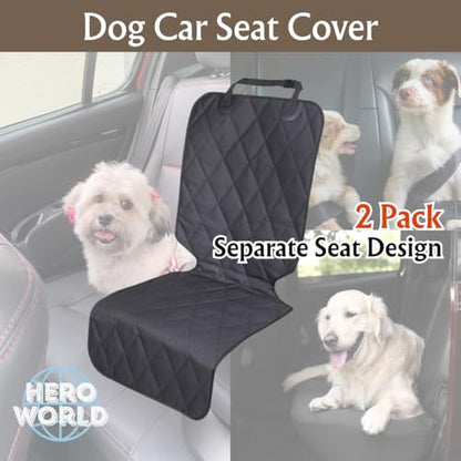 Dog Car Seat Cover Front and Back Seat 2 Pack Separate Seat Protectors for Pets Universal Fit Easy Install Foldable Dirt Resistant Waterproof scratchproof