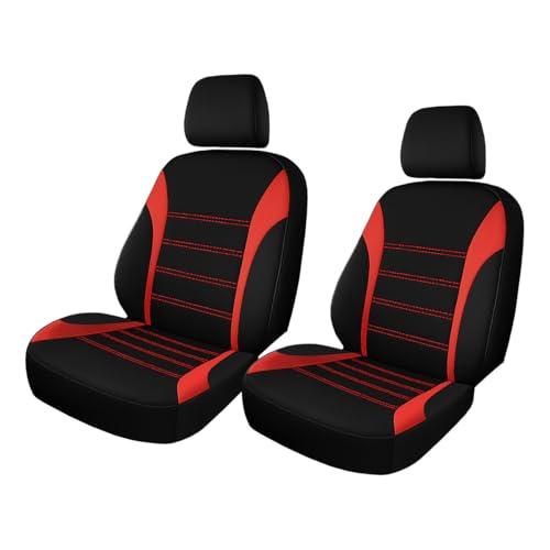 2PCS Car Front Seat Covers, Anti-Slip Breathable Auto Seat Protector Cover with Removable Headrest Cover, Comfortable Vehicle Seats Decoration Accessories for Cars, Trucks, SUVs(Red) - color: Red