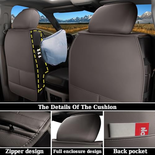 Coverado Dodge Ram Seat Covers Full Set, Waterproof Ram 1500 Seat Cover Compatible with 2002-2026 Dodge RAM 1500 2500 3500 Crew Quad Cab with Curved Bench, Coffee - color: Coffee (curved back), size: FullSet (Curved Back)